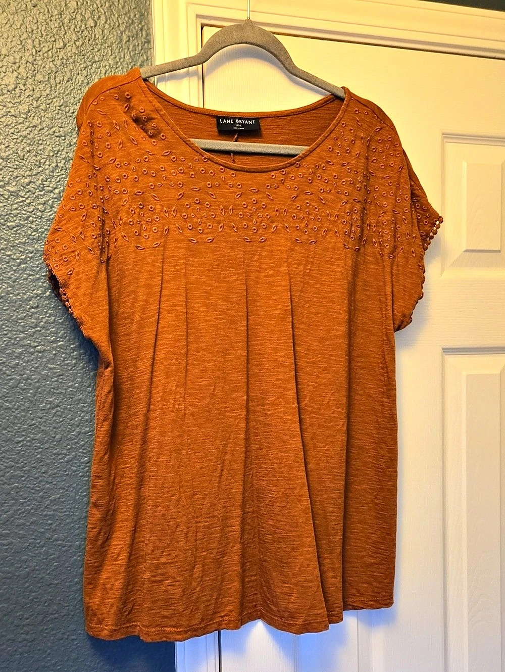 Lane Bryant Eyelet Short Sleeve Top